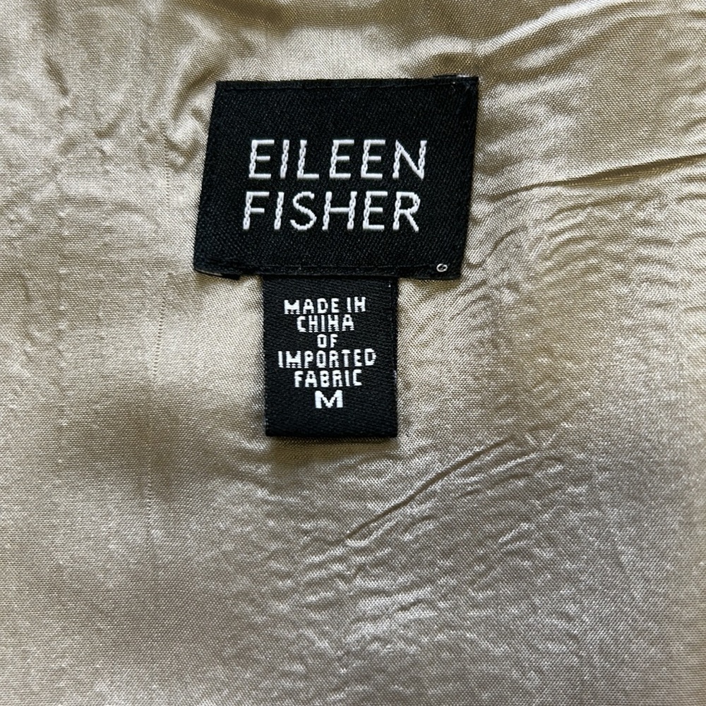 EILEEN FISHER | Silk Beechwood Shimmering Jacket Cardigan Lightweight Pewter M - Picture 8 of 12